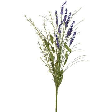 Everlands Lavendel kunsttak - kunststof - paars - 4 x 13 x H75 cm