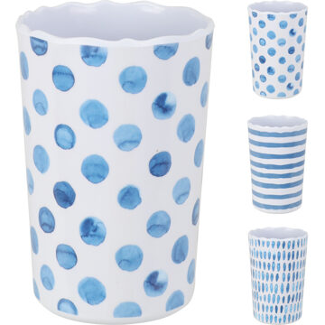 Excellent Houseware Beker melamine 340ml Ø8xh11cm 3 assorti blauw