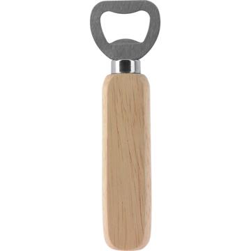 Excellent Houseware Flessenopener - RVS - eikenhout - 14 cm - bieropener - Flesopeners