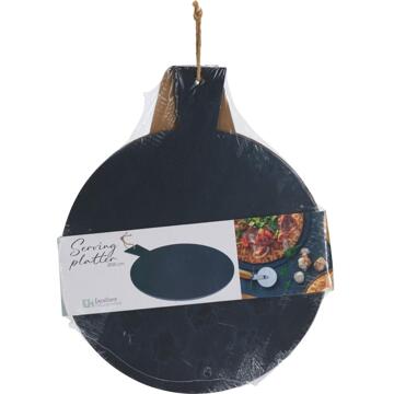 Excellent Houseware Serveerplateau leisteen Ø35cm zwart