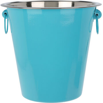 Excellent Houseware Wijnfles/Champagne koeler - rvs - blauw/zilver - 20 x 14 cm