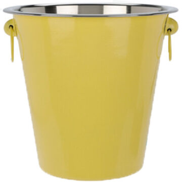 Excellent Houseware Wijnfles/champagne koeler - rvs - geel/zilver - 20 x 14 cm