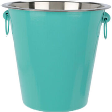 Excellent Houseware Wijnfles/champagne koeler - rvs - groen/zilver - 20 x 14 cm