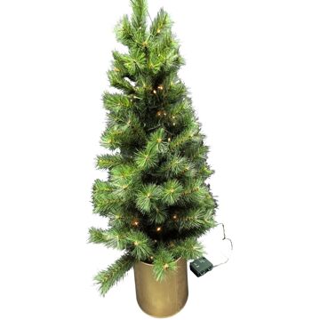 Excellent Trees Kerstboom Excellent Trees® Husby 90 Cm In Pot Met 80 Led Lampjes Op Batterijen - ⌀45cm - ↕90cm