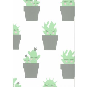 Fabs World Fabulous World Behang Cactus wit en groen 67102-2