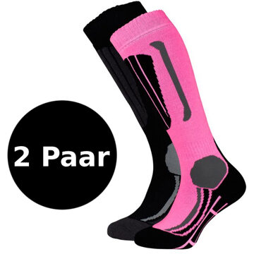 Falcon Wintersportsokken - Maat 35-38 - Vrouwen - roze/zwart/grijs