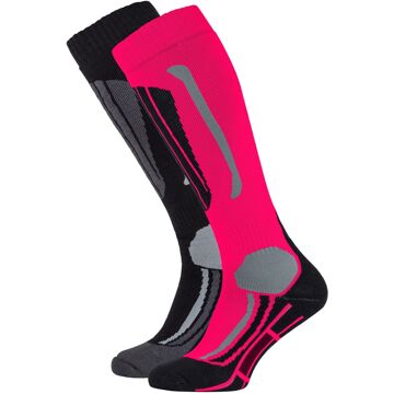 Falcon Wintersportsokken - Maat 35-38 - Vrouwen - roze/zwart/grijs