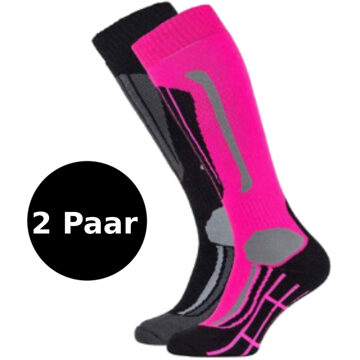 Falcon Wintersportsokken - Maat 39-42 - Vrouwen - roze/zwart/grijs