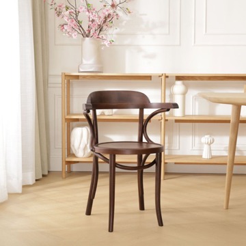 Fameg Thijs Houten Eetkamerstoel Walnoot - Met Armleuning Bruin