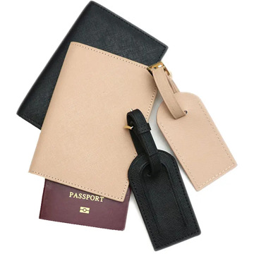 Fashion Monogrammed Initial Letters Unisex Saffiano Leather Passport Holder Luggage Tag Passport Cover Set Travel Accessorries
