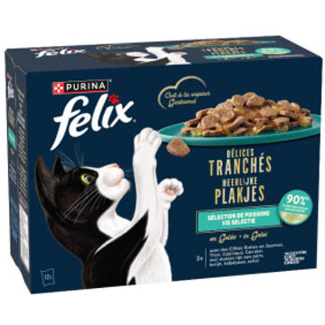 FELIX 12x80g Ocean-selectie in Gelei Felix Heerlijke Plakjes Kattenvoer