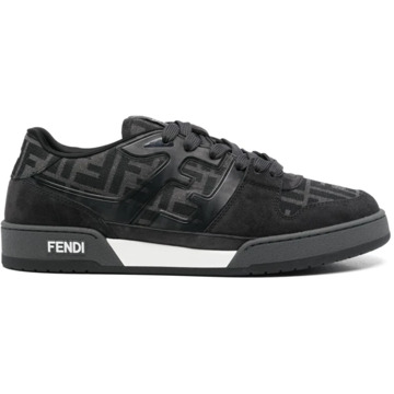 Fendi Antracietgrijze Veterschoenen met Platte Zool Fendi , Black , Heren - 39 Eu,43 Eu,41 Eu,40 Eu,42 Eu,44 Eu,45 EU