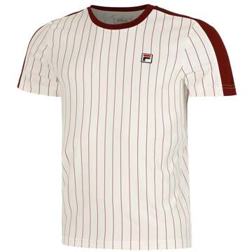 Fila Stripes Jascha 2 T-shirt Heren-Wit,Donkerrood