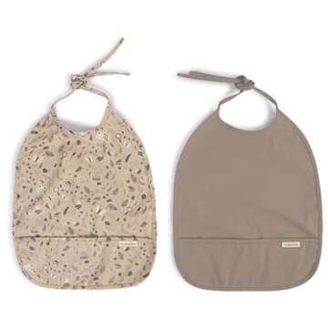 Filibabba Little Filibabba slabbetje met lint Wonders + Warm Grey Beige