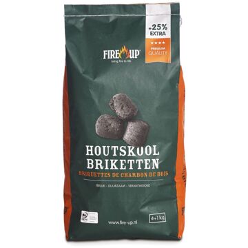 Fire-Up houtskool briketten - 1x zak met 5 kilo - BBQ/Barbeque artikelen - Briketten