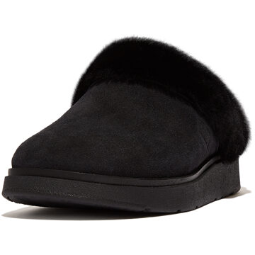 FitFlop Gen-ff shearling-collar suede slippers Zwart - 36