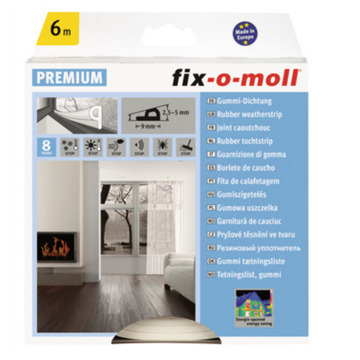 Fix-o-moll tochtstrip P-profiel 6m wit