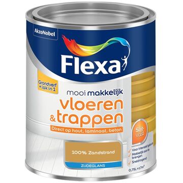 Flexa Mooi Makkelijk Vloeren & Trappen Zijdeglans - 100% Zandstrand - Meng - 0.75 Liter