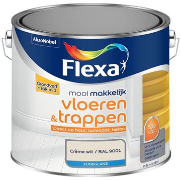 Flexa Mooi Makkelijk Vloeren & Trappen Zijdeglans - Crème Wit / Ral 9001 - Meng - 2.5 Liter