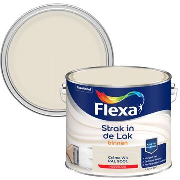 Flexa Strak in de Lak - Watergedragen - Hoogglans - crème wit RAL 9001 - 2,5 liter