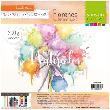 Florence Aquarel papier schetsboek 50 vellen 200 gram 30,5 x 30,5 cm Wit
