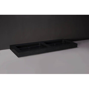 Forzalaqua Palermo Doppio wastafel 140.5x51.5x9cm Rechthoek 2 kraangaten 2 wasbakken Natuursteen Graniet gezoet 8010264