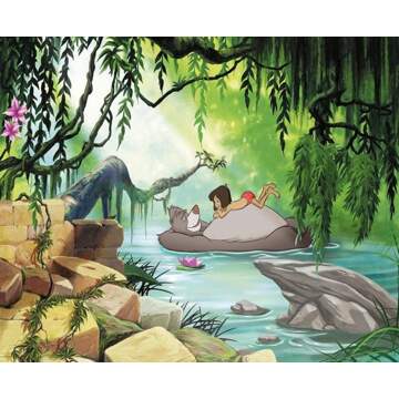 Fotobehang - Jungle Book Swimming with Baloo 368x254cm - Papierbehang Multikleur