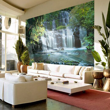 Fotobehang - Pura Kaunui Falls 368x254cm - Papierbehang Multikleur