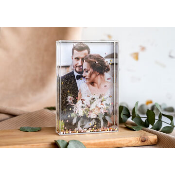 Fotoblok met gouden glitters staand