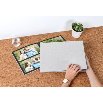 Fotoboek XL liggend fotopapier linnen kaft platliggende binding