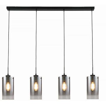 Freelight Hanglamp Ventotto Zwart & Smoke Glas 4 Lichts