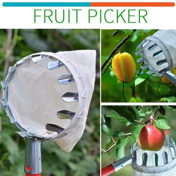 Fruit Picker Metalen Zilveren Hand Tool Farm Zonder Pole Buiten Yard Tuinieren Apparaat Hardware Snoeien Gereedschap