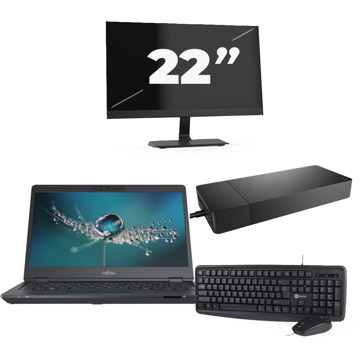 Fujitsu LIFEBOOK U7311 - Intel Core i7-11e Generatie - 13 inch - 16GB RAM - 256GB SSD - Windows 11 Home + 1x 22 inch Monitor