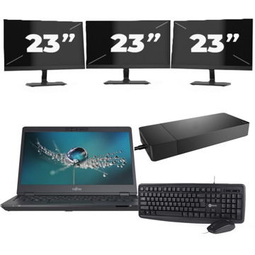 Fujitsu LIFEBOOK U7311 - Intel Core i7-11e Generatie - 13 inch - 16GB RAM - 256GB SSD - Windows 11 Home + 3x 23 inch Monitor