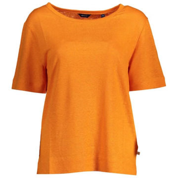 Gant Elegant linnen T-shirt met wijde halslijn Gant , Orange , Dames - L,M,S