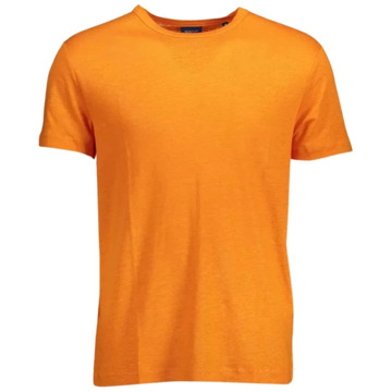 Gant Stijlvol Oranje Linnen T-shirt met Korte Mouwen Gant , Orange , Heren - 2Xl,Xl,L,S