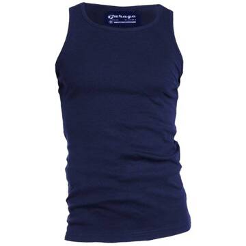 Garage 401 - Singlet semi bodyfit blue L 100% cotton 1x1 rib