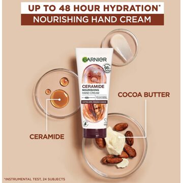 Garnier Vegan Hand Superfood, Herstellende Handcrème met Cocao en Ceramide voor Zeer Droge, Ruwe Handen 75 ml