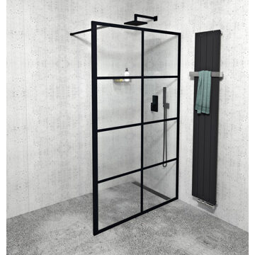 Gelco Cure Black inloopdouche 140x200cm 8mm glas anti-kalk