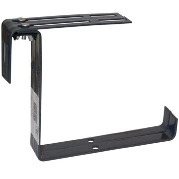 Geli Set van 2 verstelbare metalen balkonbeugels voor een railing t/m 14 cm in de kleur antraciet grijs - Plantenbakbeugels