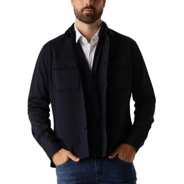 Genti Modern Zwart Overshirt voor Mannen Genti , Black , Heren