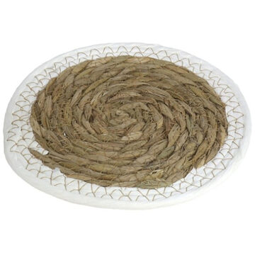 Gerimport Pannenonderzetter - zeegras - rond - 20x20 cm - naturel/wit - stevig - decoratief Beige