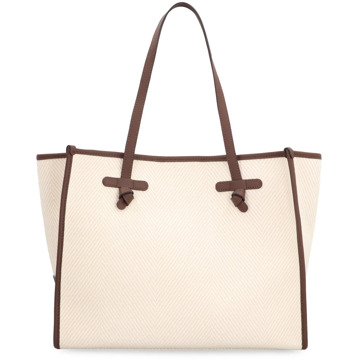 Gianni Chiarini Visgraatstof Tote met Leren Details Gianni Chiarini , Beige , Dames - ONE Size