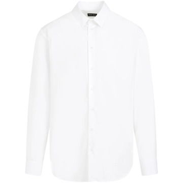Giorgio Armani Witte Katoenen Overhemd Klassieke Stijl Giorgio Armani , White , Heren - 2Xl,Xl