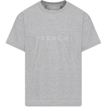 Givenchy Grijze Melange Katoenen T-Shirt Korte Mouw Givenchy , Gray , Heren