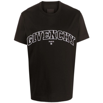 Givenchy Logo-geborduurd College T-shirt Givenchy , Black , Heren - 2Xl,L,M