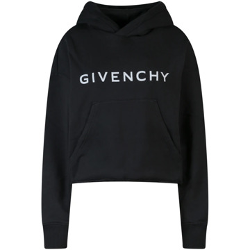 Givenchy Zwarte Katoenen Hoodie met Rafelende Onderkant Givenchy , Black , Dames - L,M,S,Xs