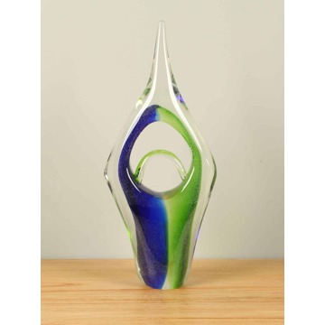 Glassculptuur groen/blauw, 40 cm. Glaskunst, Glazen beeld