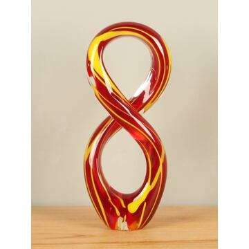 Glazen decoratie rood/geel, 29 cm, A47, Glaskunst, Glassculptuur, Glazen Beeld