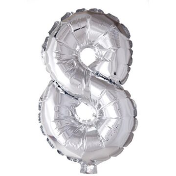 globos Wefiesta folieballon cijfer '8' 40 cm zilver Zilverkleurig